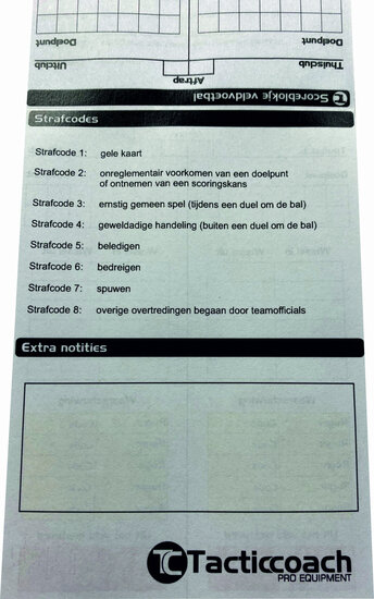Scoreblokje voetbal