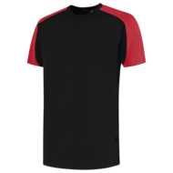 Tricorp T-shirt Bicolor  zwart rood