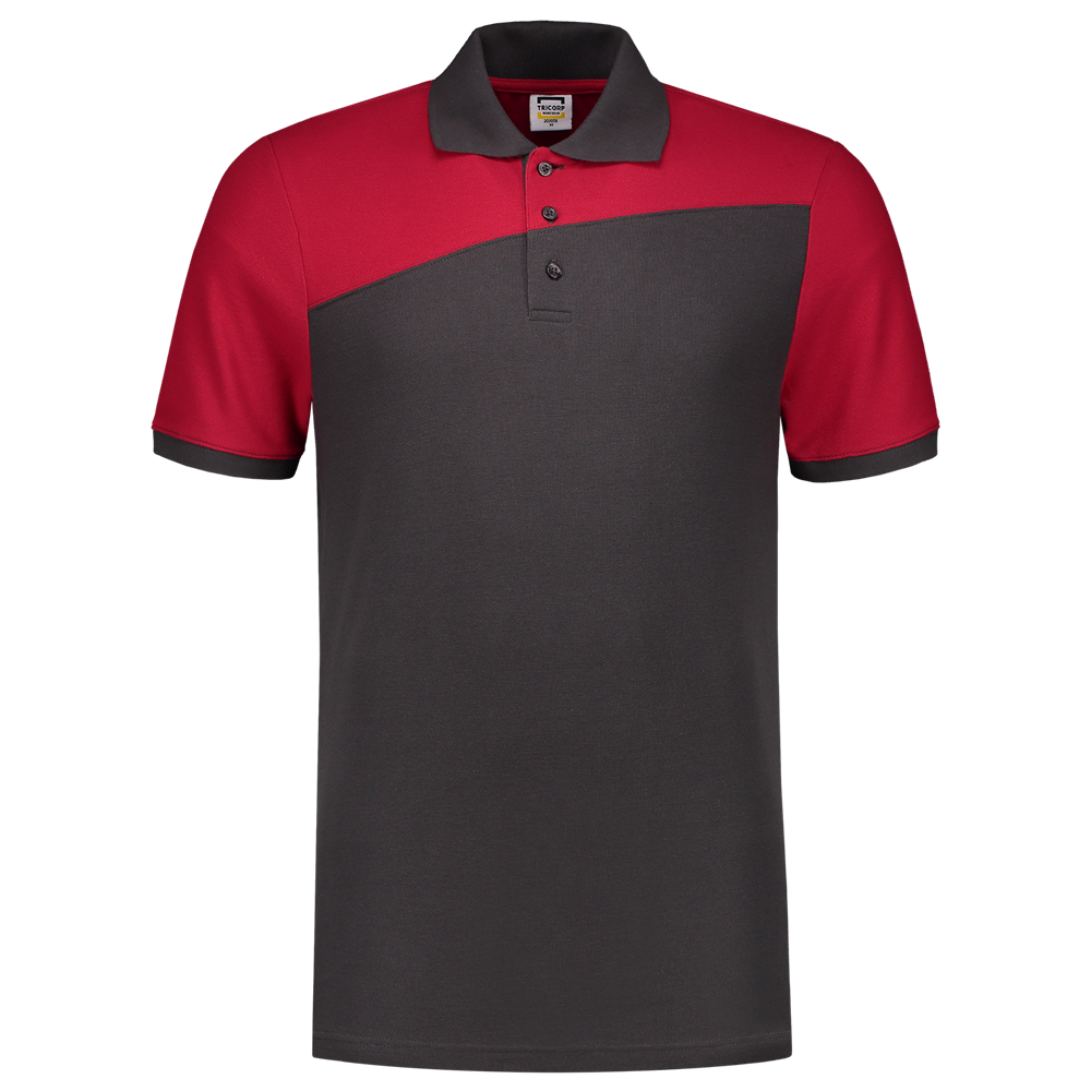 Tricorp Poloshirt Bicolor Naden - donkergrijs/rood, foto 2 van 5