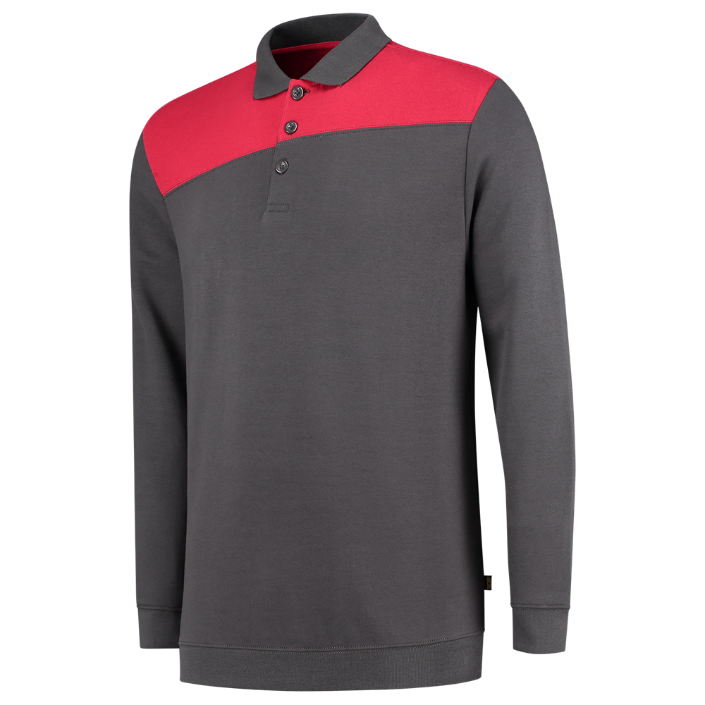 Tricorp Polosweater Bicolor Naden - donkergrijs/rood