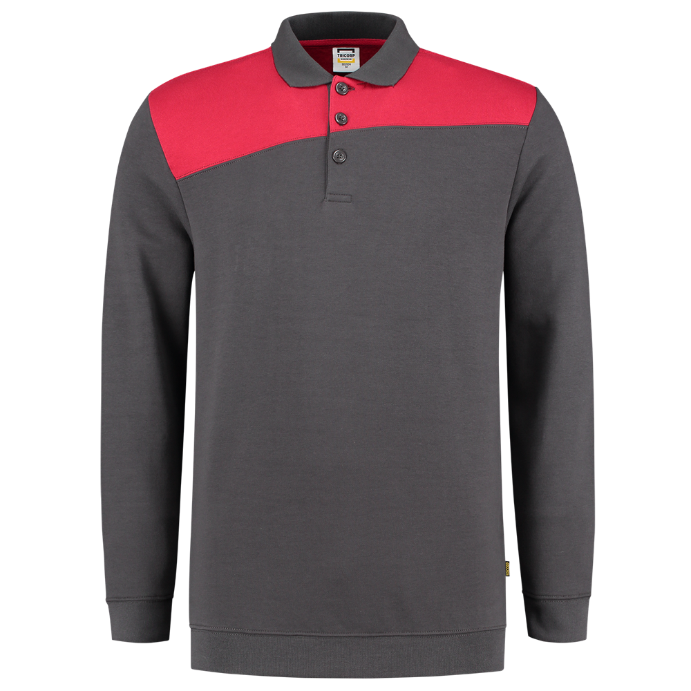 Tricorp Polosweater Bicolor Naden - donkergrijs/rood, foto 3 van 5