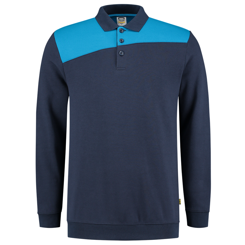 Tricorp Polosweater Bicolor Naden - ink/turquoise, foto 3 van 5