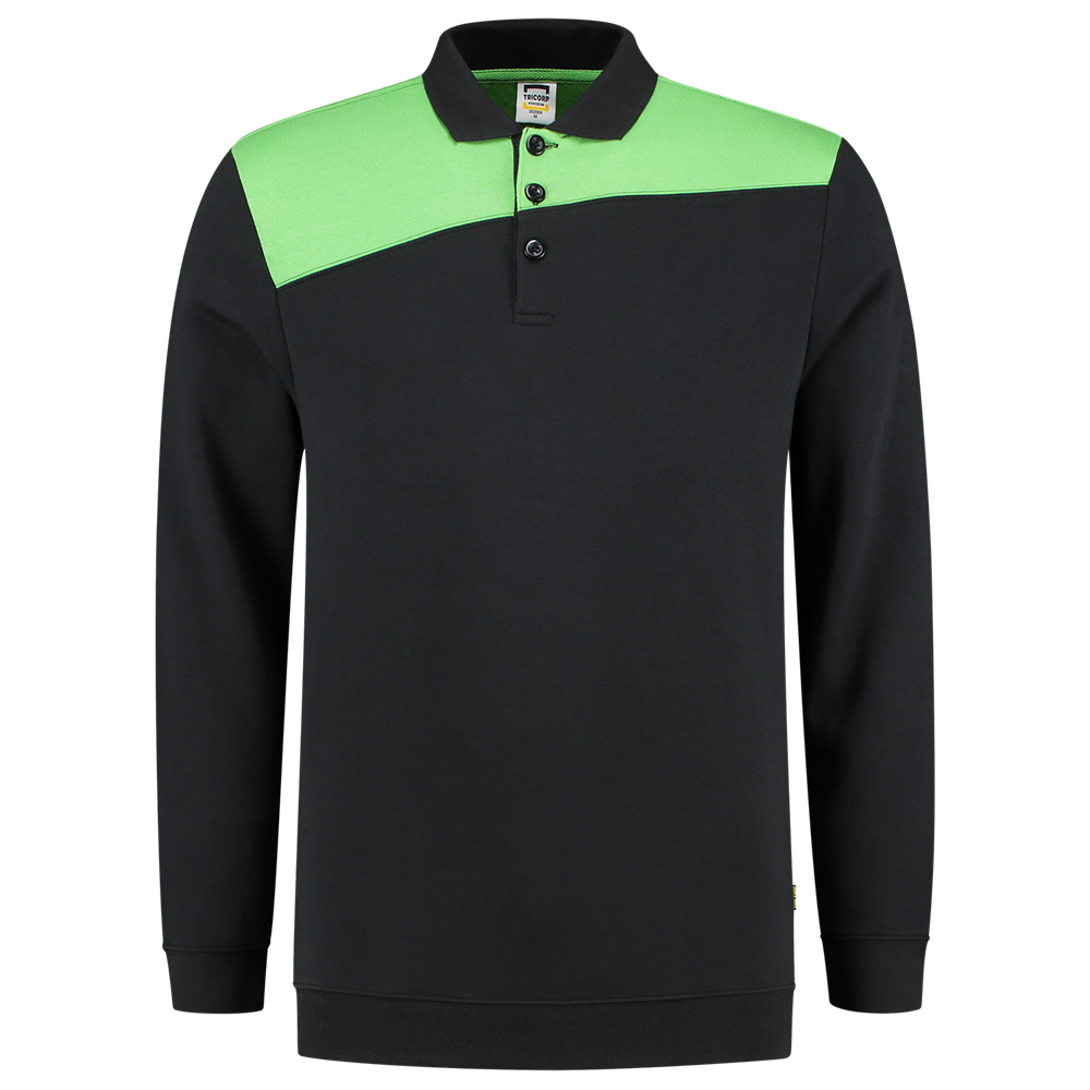 Tricorp Polosweater Bicolor Naden - zwart/lime, foto 2 van 5