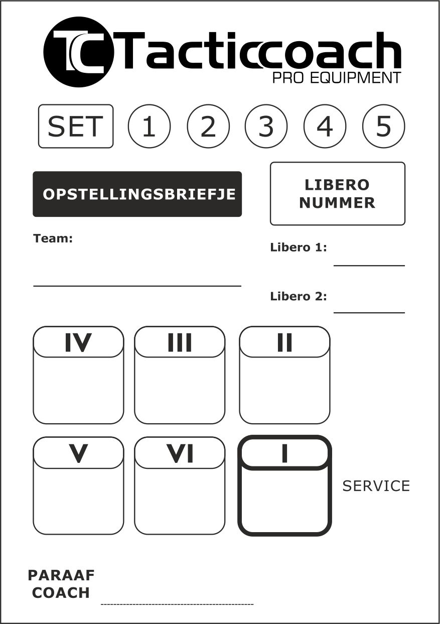 Opstellingsbriefjes volleybal, foto 4 van 4
