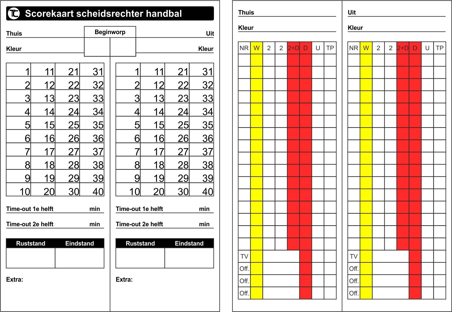 Scorebriefjes Handbal, foto 3 van 3