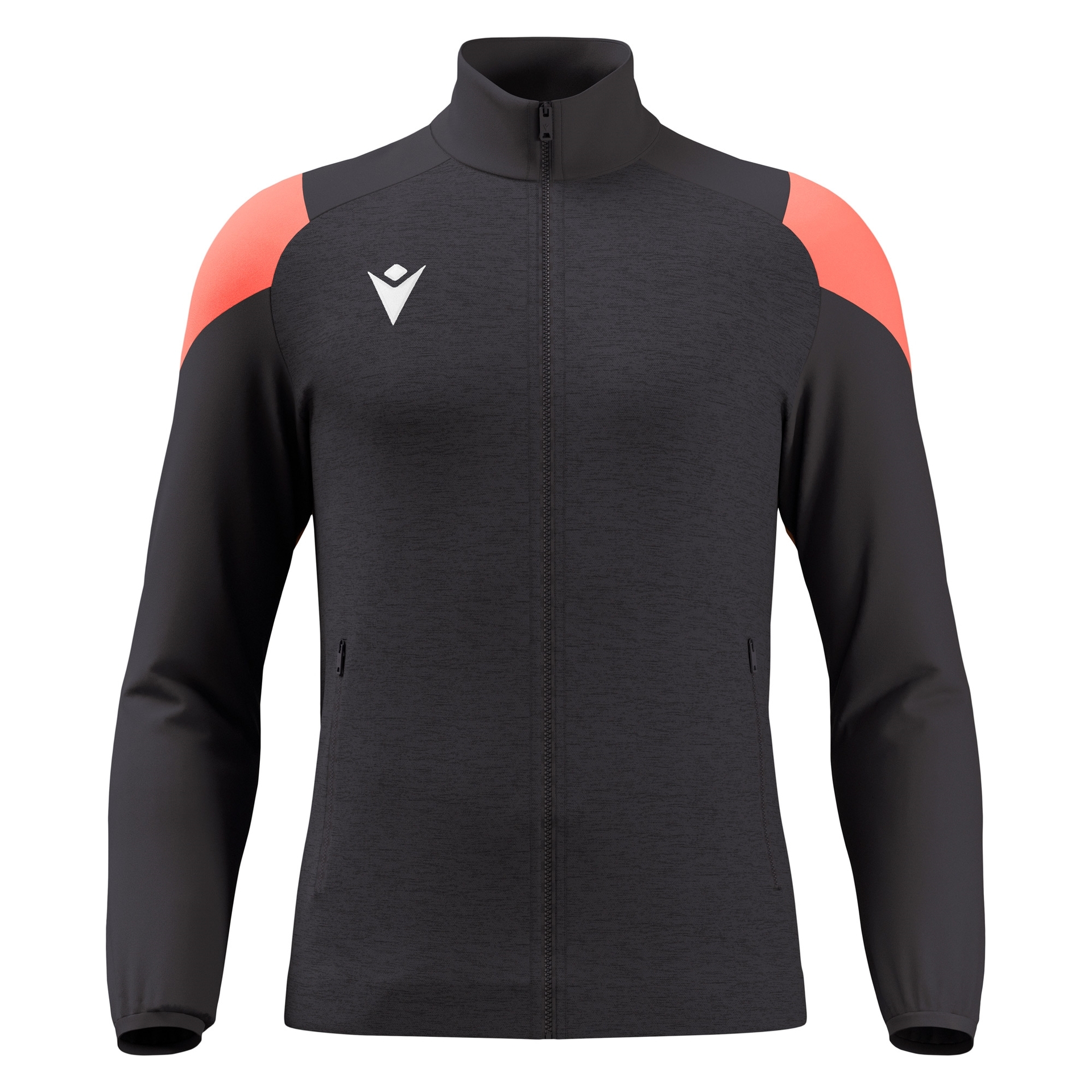 Macron Vanir Full Zip Top - antraciet/neon coral, foto 2 van 6