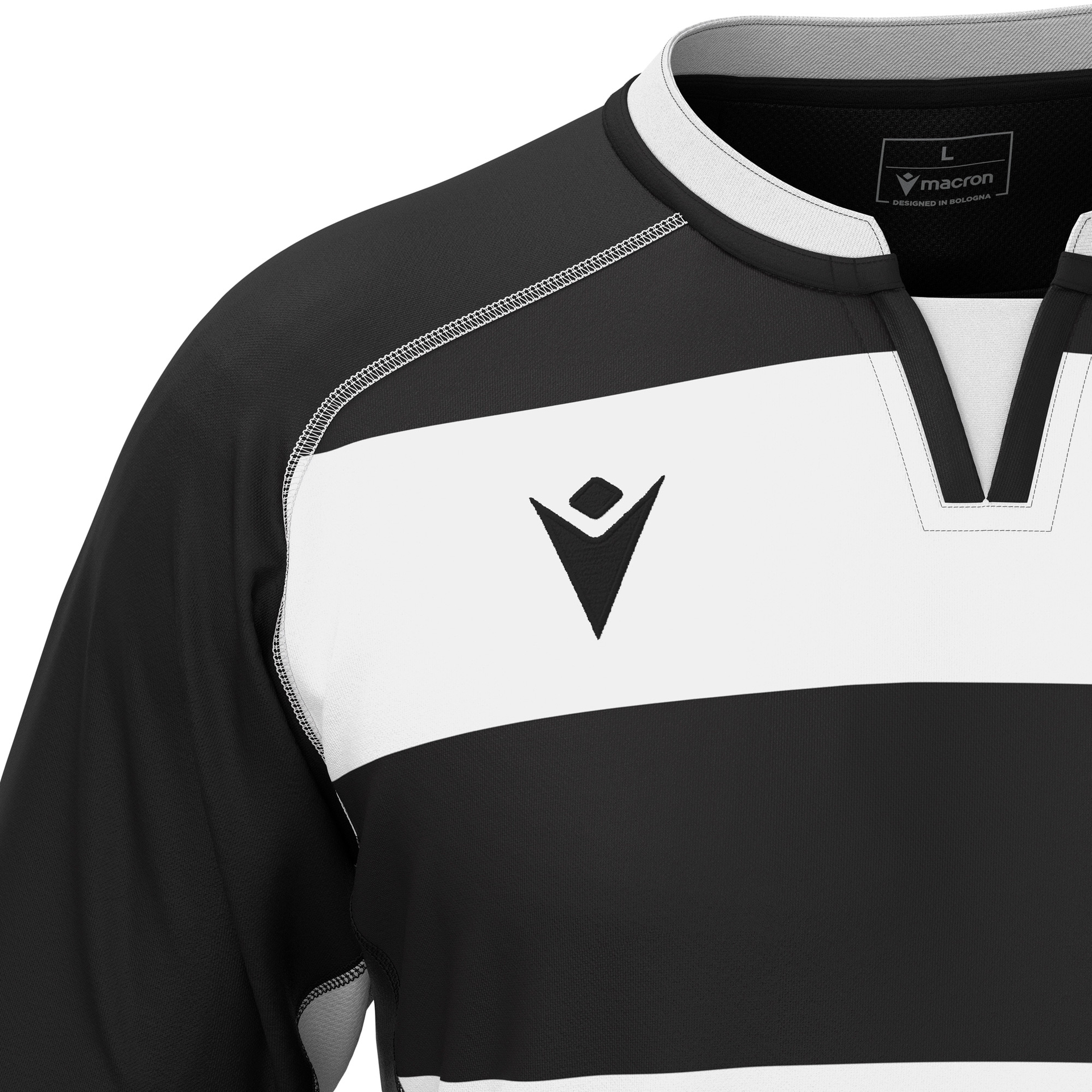 Macron Alabaster rugbyshirt - zwart/wit, foto 3 van 6