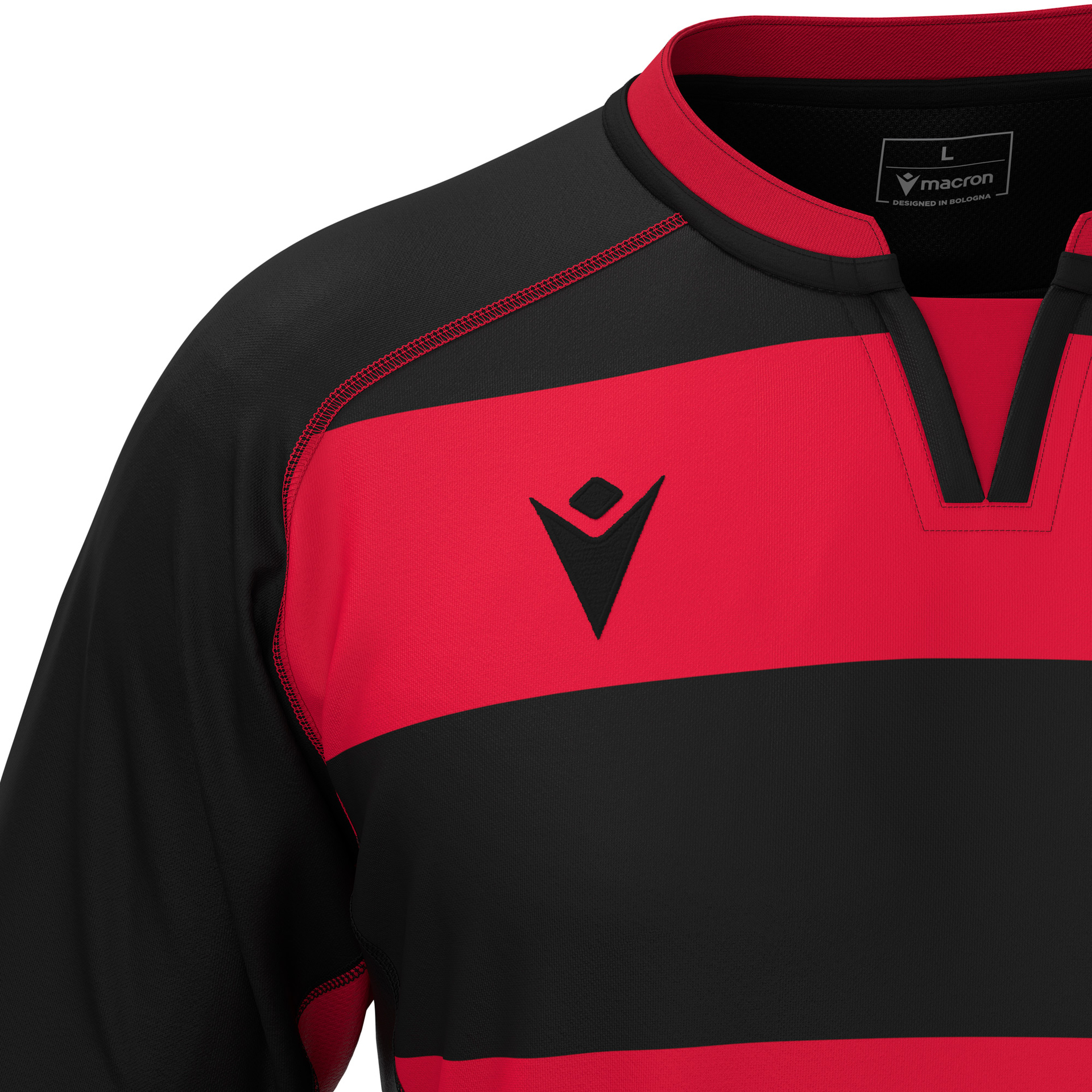 Macron Alabaster rugbyshirt - zwart/rood, foto 3 van 6