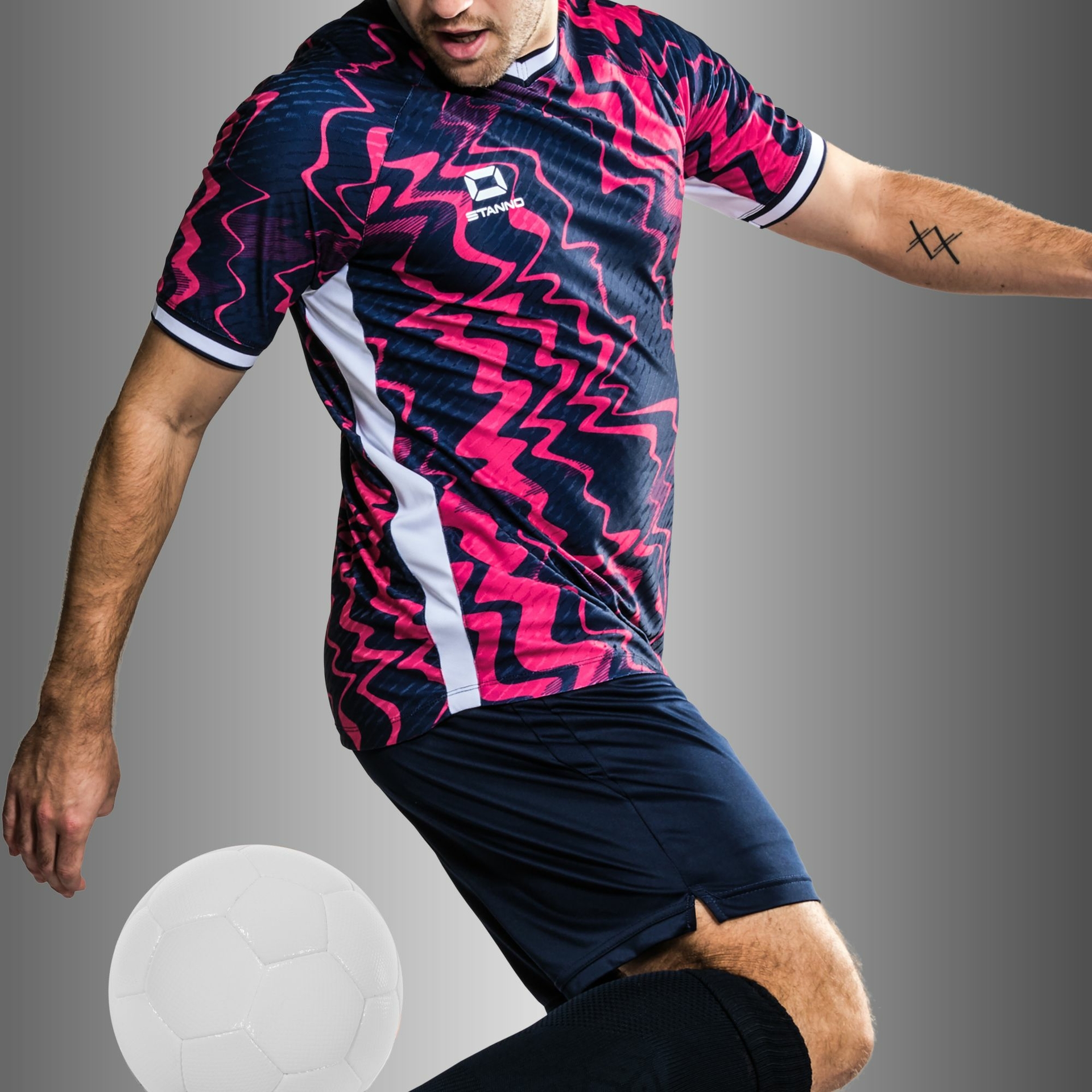 Stanno Wave shirt - navy/roze, foto 2 van 6