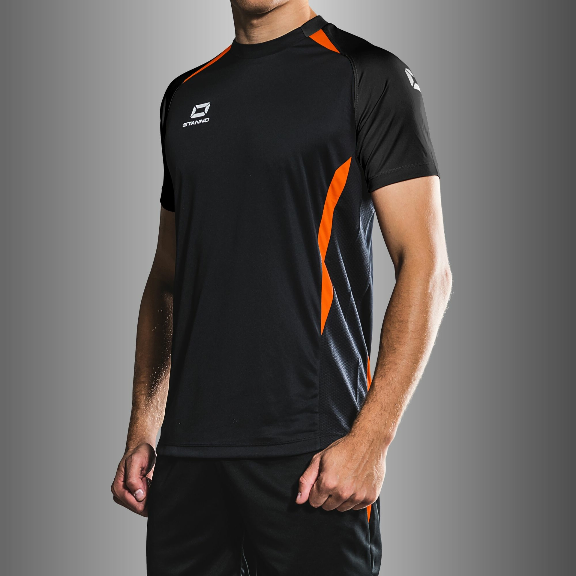 Stanno Stadio shirt - zwart/oranje, foto 2 van 5