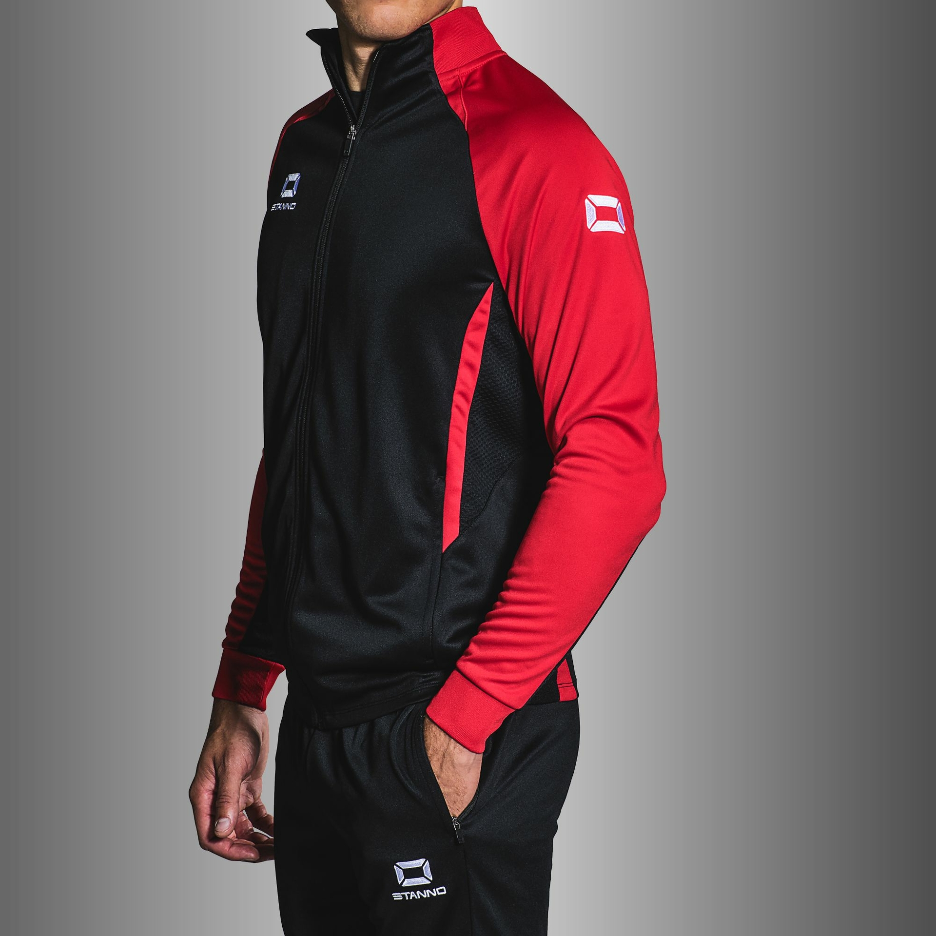 Stanno Stadio Full Zip Top - zwart/rood, foto 2 van 6
