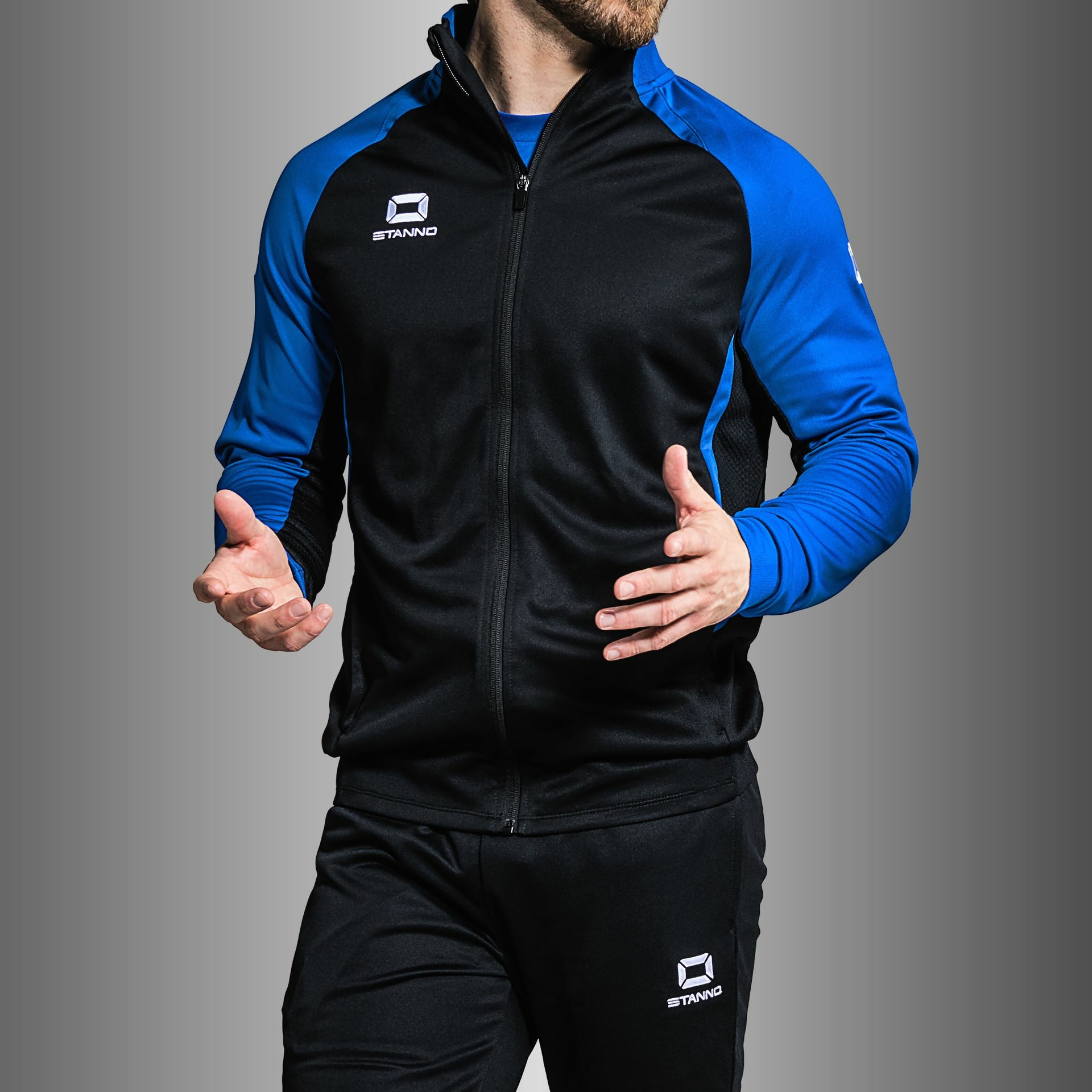 Stanno Stadio Full Zip Top - zwart/blauw, foto 2 van 6