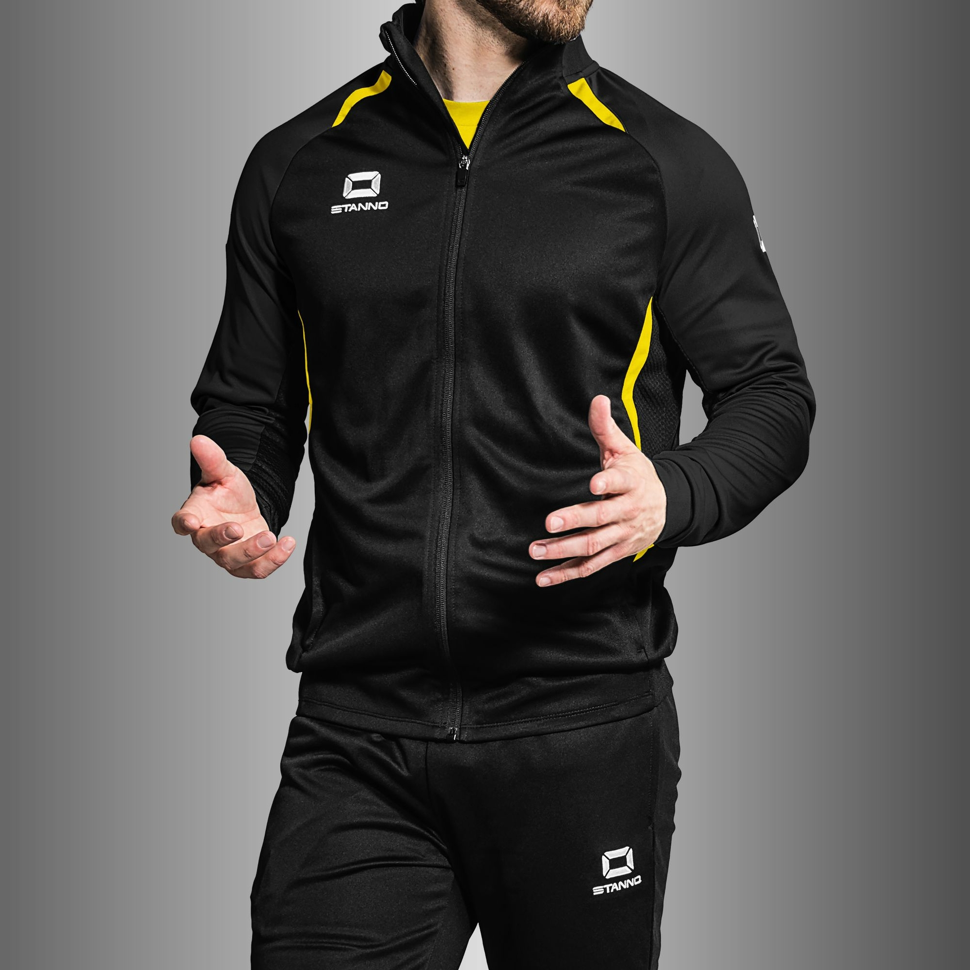 Stanno Stadio Full Zip Top - zwart/geel, foto 2 van 6