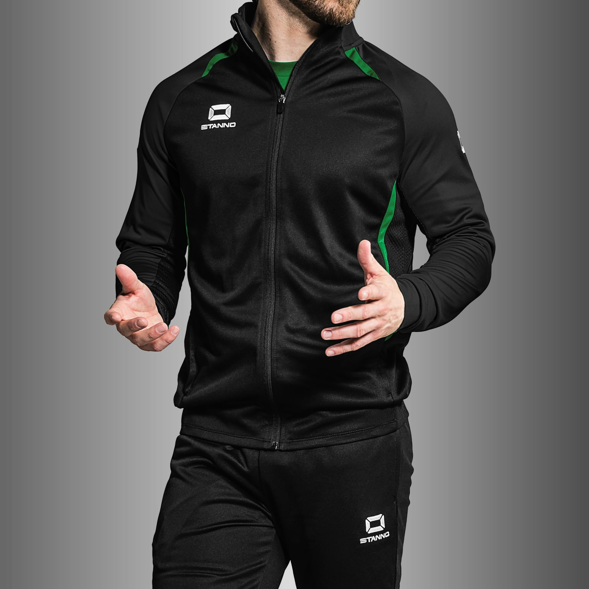 Stanno Stadio Full Zip Top - zwart/groen, foto 2 van 6