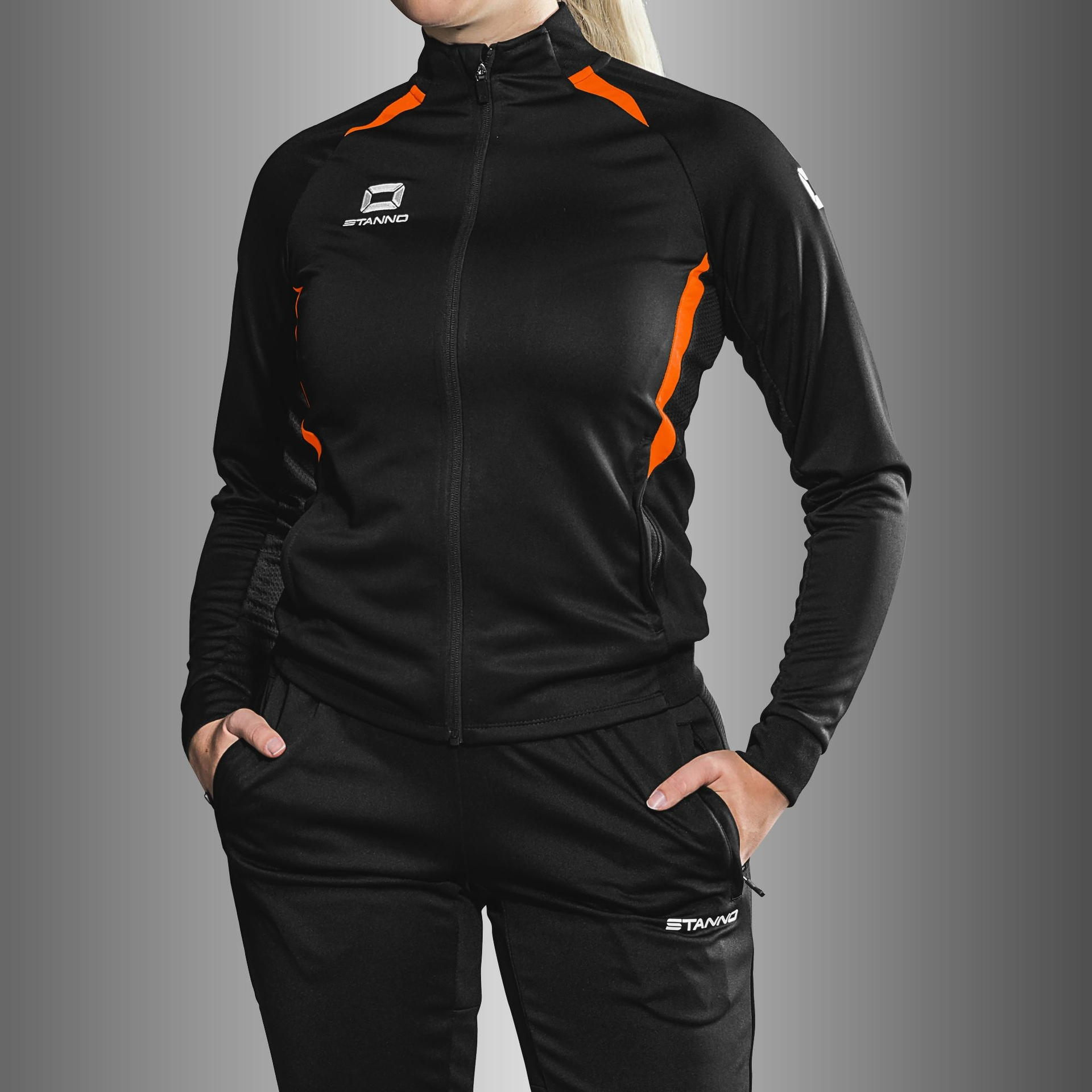 Stanno Stadio Full Zip Top dames - zwart/oranje, foto 2 van 6