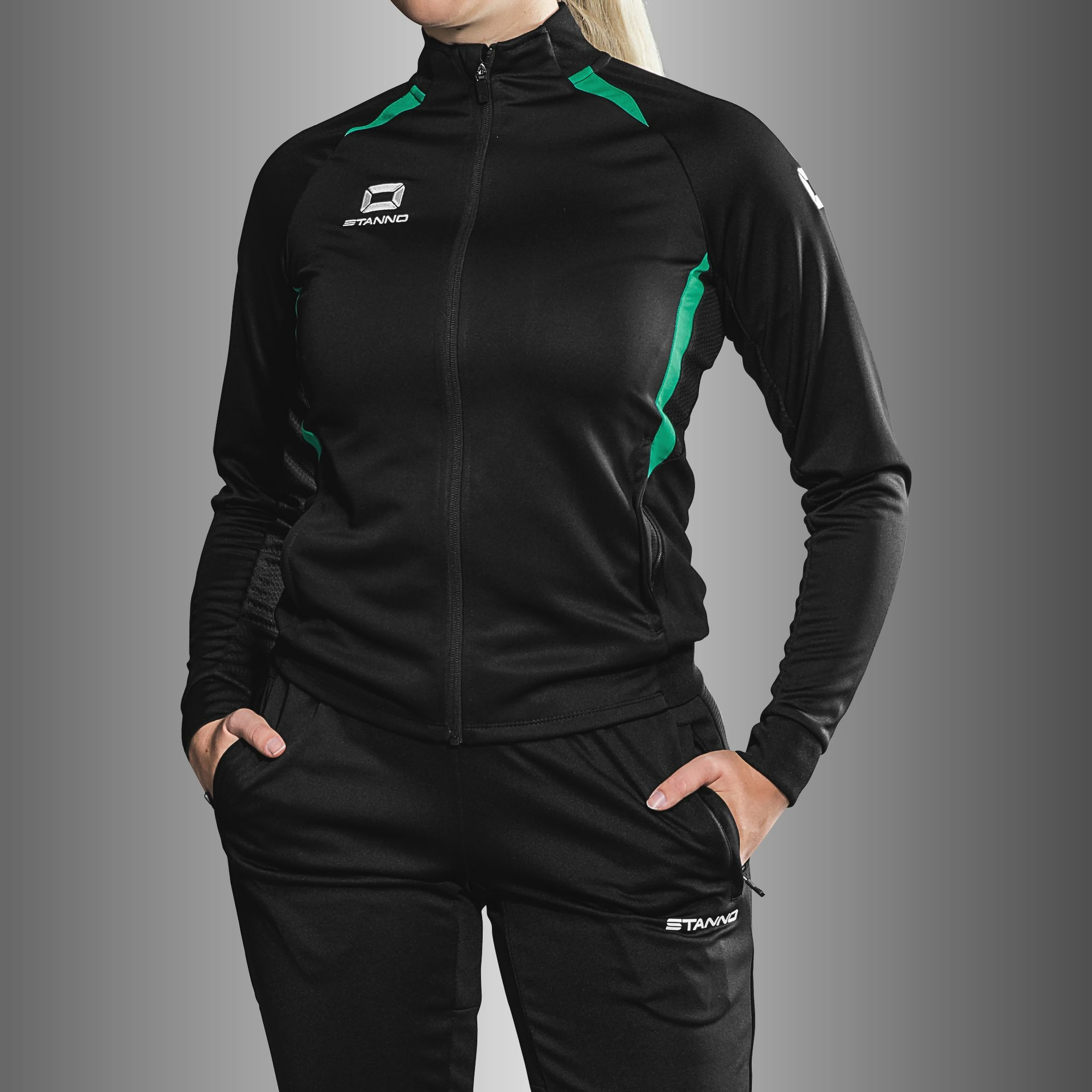 Stanno Stadio Full Zip Top dames - zwart/groen, foto 2 van 6