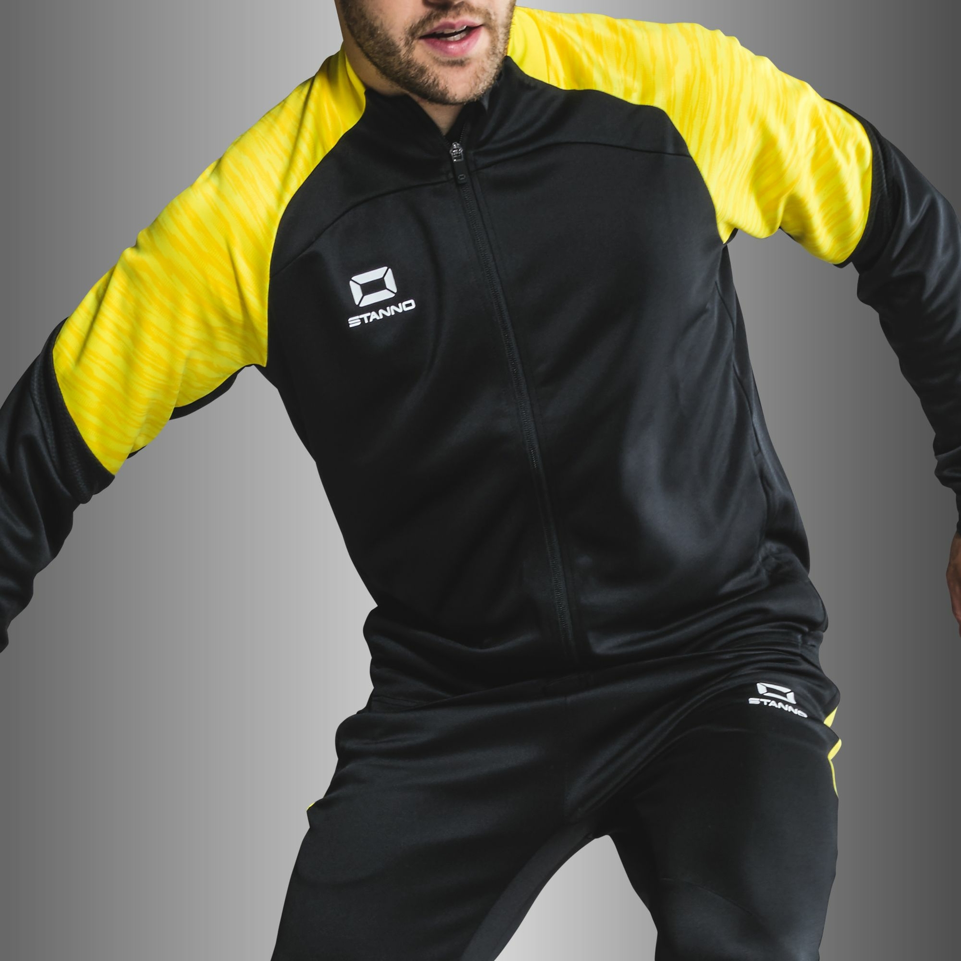 Stanno Bolt Full Zip Top - zwart/geel, foto 2 van 6