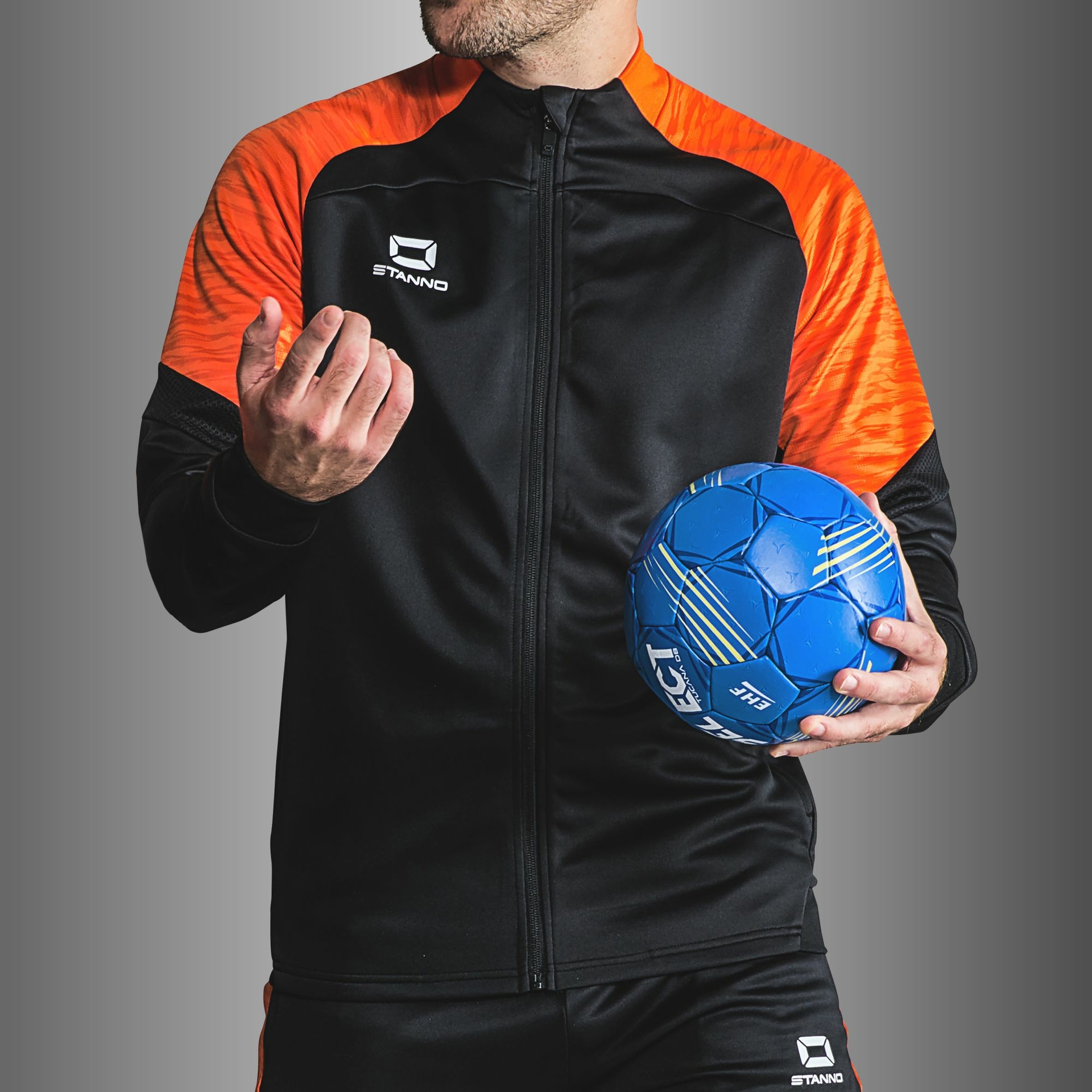 Stanno Bolt Full Zip Top - zwart/oranje, foto 2 van 6