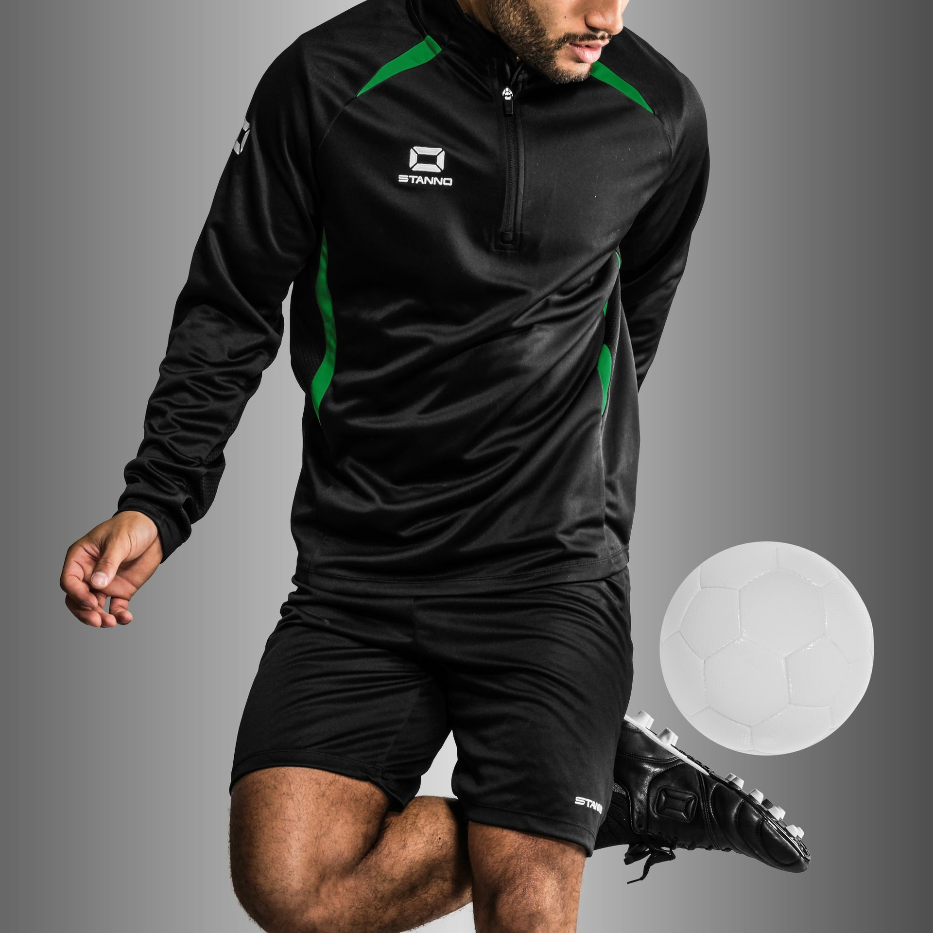 Stanno Stadio 1/4 Zip Top - zwart/groen, foto 2 van 6