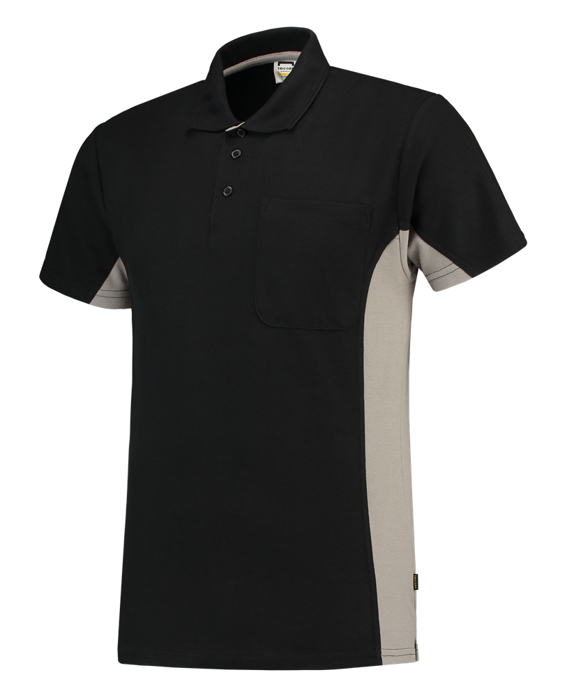Tricorp Poloshirt Bicolor Borstzak - zwart/grijs