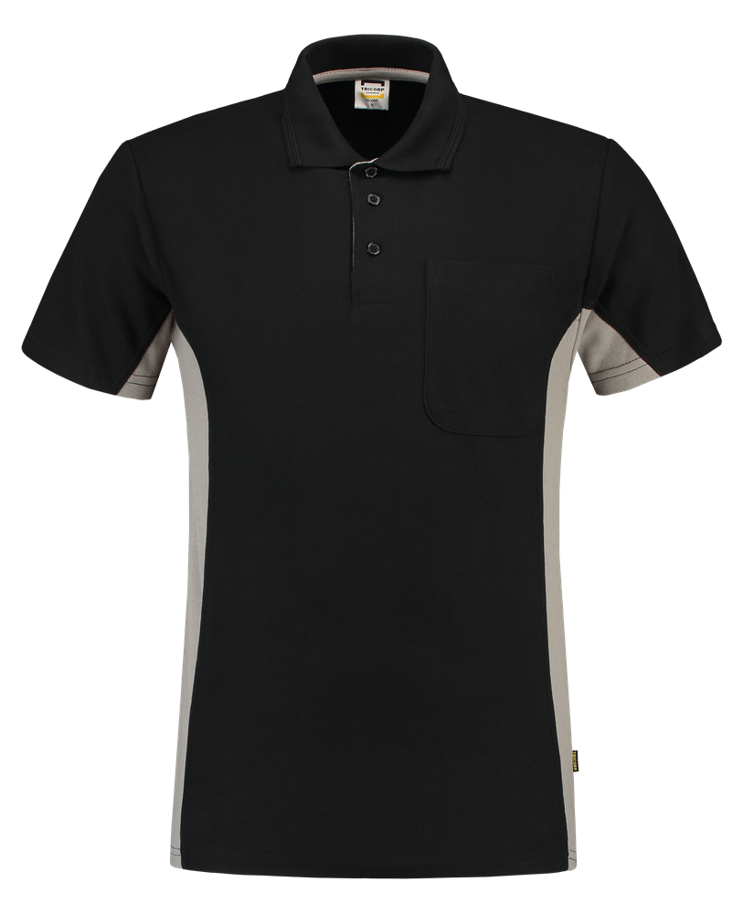 Tricorp Poloshirt Bicolor Borstzak - zwart/grijs, foto 2 van 5