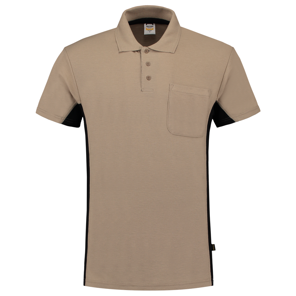 Tricorp Poloshirt Bicolor Borstzak - khaki/zwart, foto 2 van 5