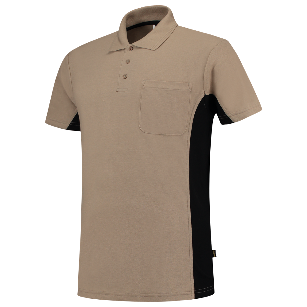 Tricorp Poloshirt Bicolor Borstzak - khaki/zwart