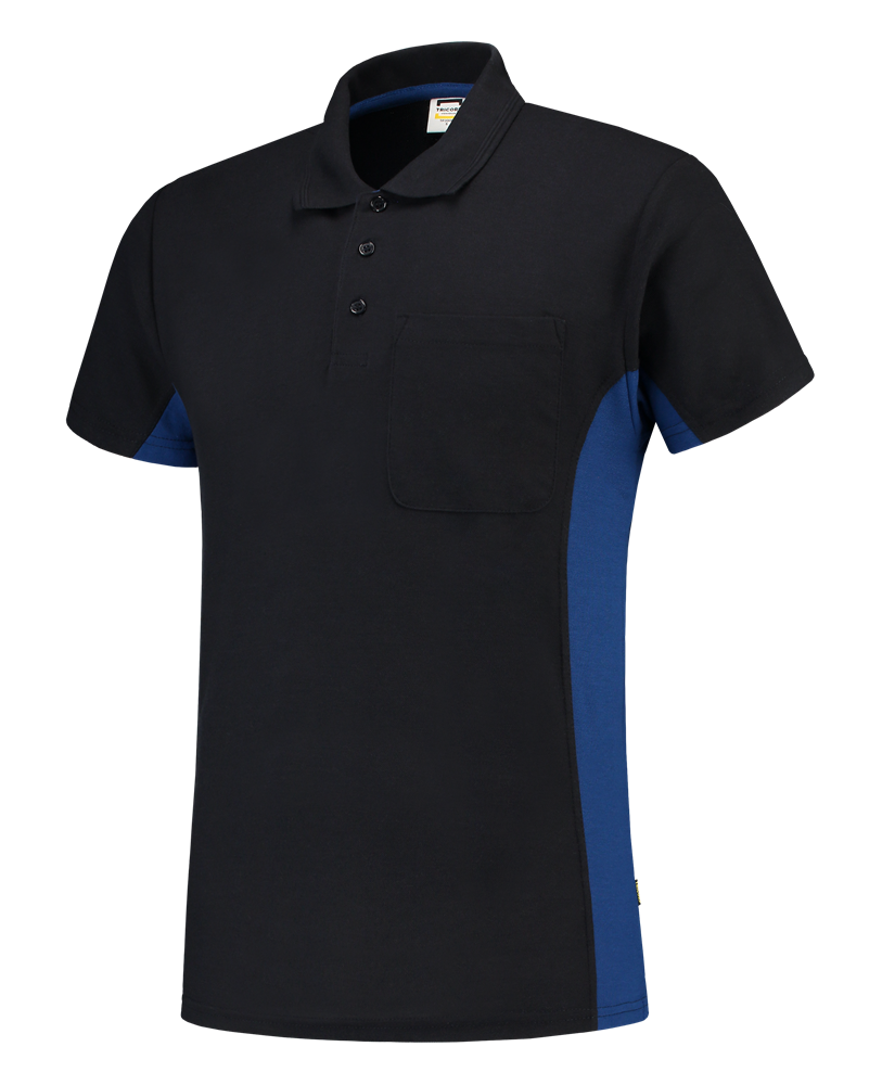 Tricorp Poloshirt Bicolor Borstzak - navy/blauw