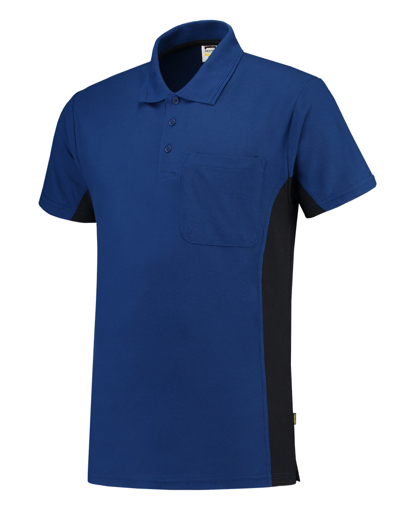 Tricorp Poloshirt Bicolor Borstzak - blauw/navy