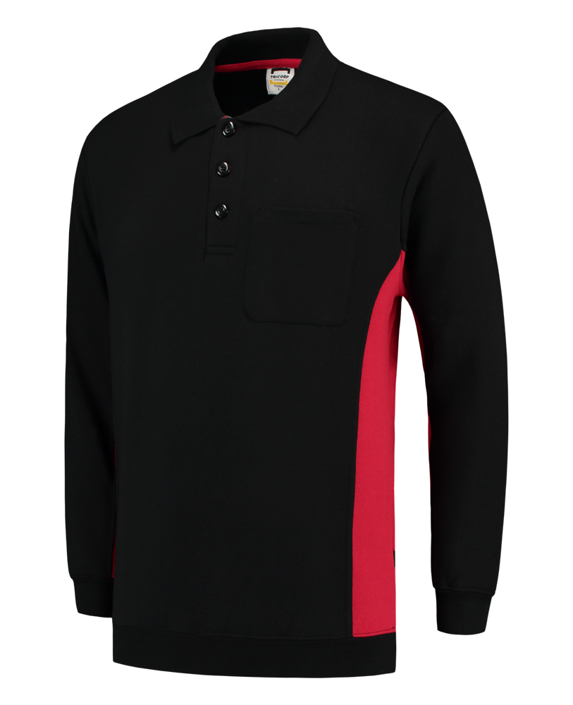 Tricorp Polosweater Bicolor Borstzak - zwart/rood