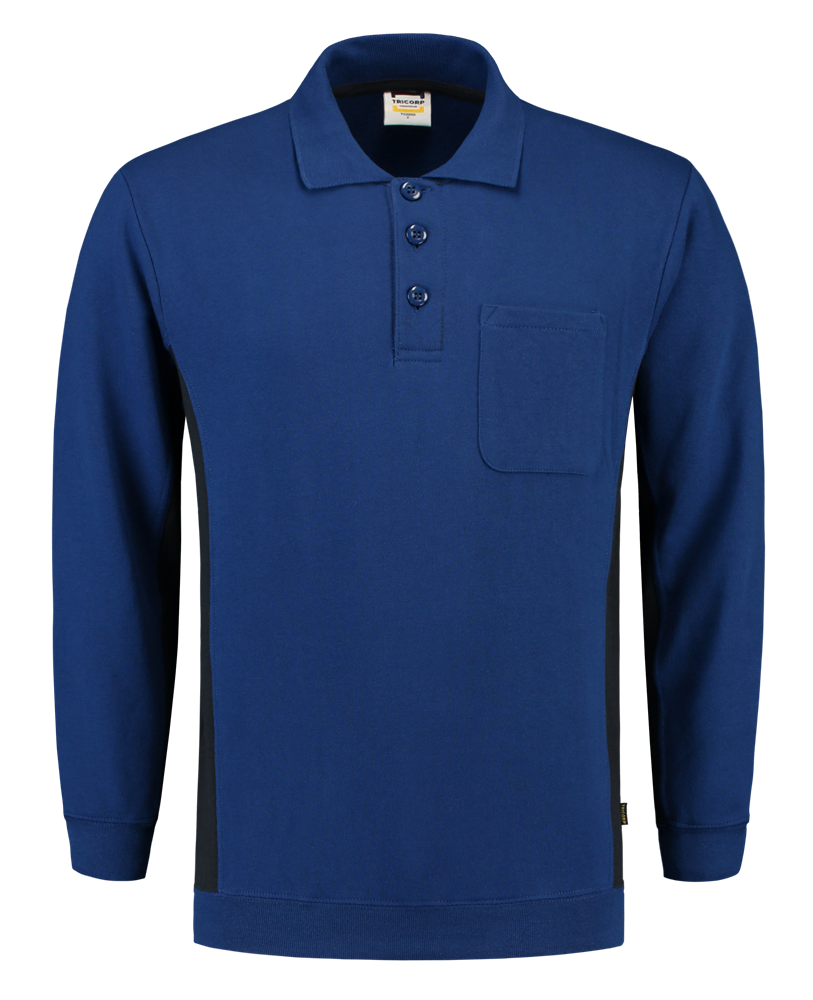 Tricorp Polosweater Bicolor Borstzak - blauw/navy, foto 2 van 5