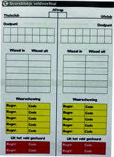 Scoreblokje veldvoetbal scheidsrechter