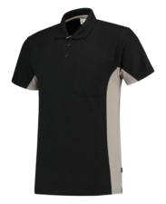 Tricorp Poloshirt Bicolor Borstzak - zwart/grijs