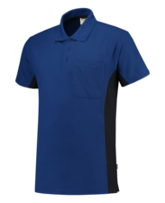 Tricorp Poloshirt Bicolor Borstzak - blauw/navy